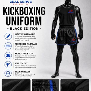 Zeal Serve Premium Kickboxing Uniform – Black